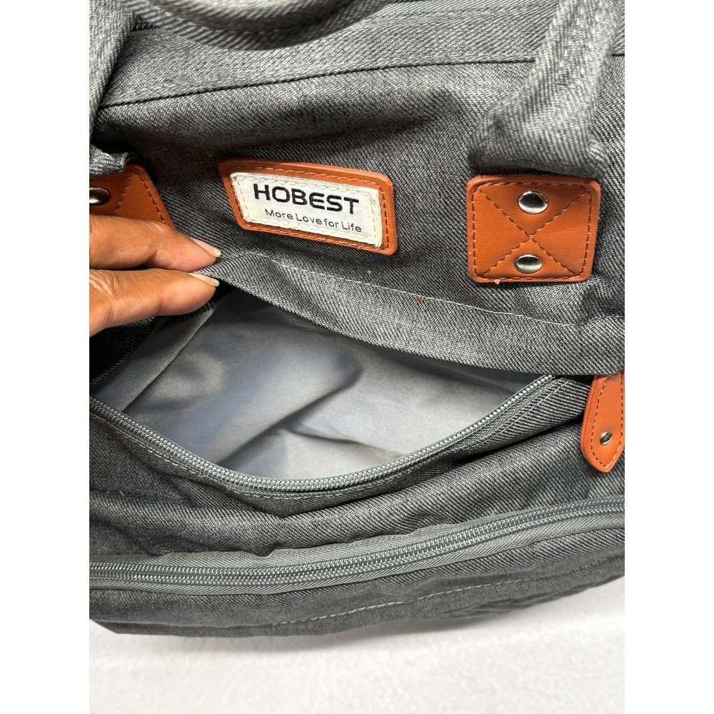 Hobest Diaper Bag Backpack Gray Insulated Pockets with Changing Pad Station